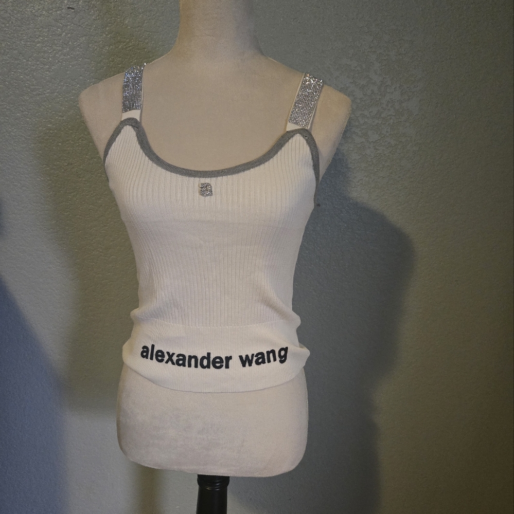 Alexander Wang white with black logo tank top